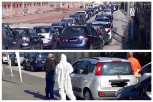 Paternò, fila lunga ma ordinata per il ‘drive in’ dei tamponi agli studenti scuole superiori: lo screening durerà 3 giorni