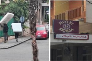 Paternò, incendio dentro l’ex Albergo Sicilia: ormai è diventato l’hotel dei senzatetto