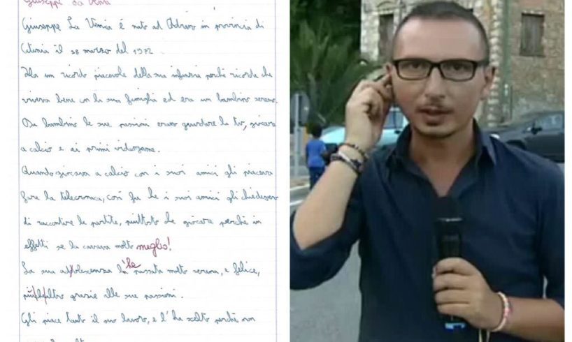 Adrano, tema in classe sul giornalista Giuseppe La Venia: l’idea è di una 4^ elementare di Modena