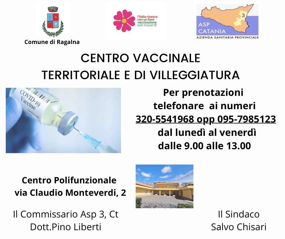 Ragalna, apre il centro vaccinale di villeggiatura: tutti i numeri per prenotarsi