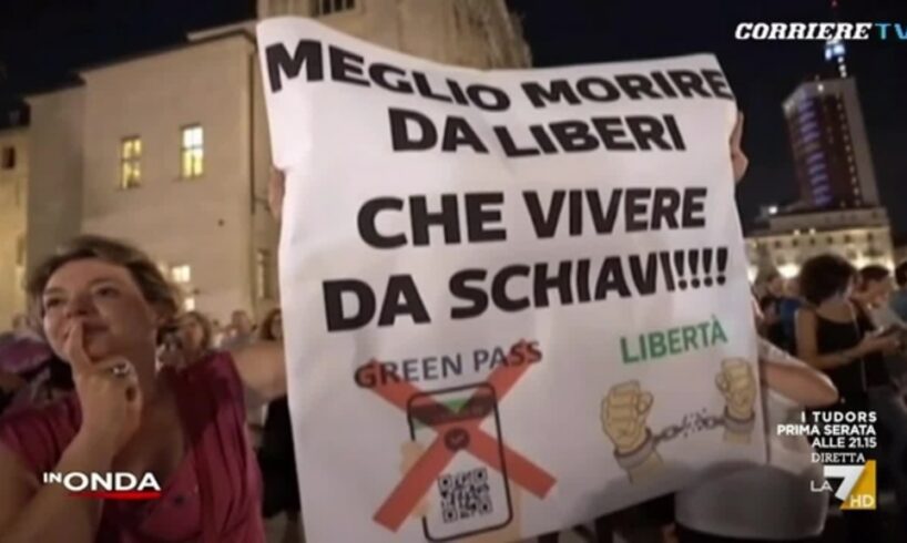 Green pass, in piazza a anche a Catania i contestatori della ‘dittatura sanitaria’: oltre 80 città coinvolte