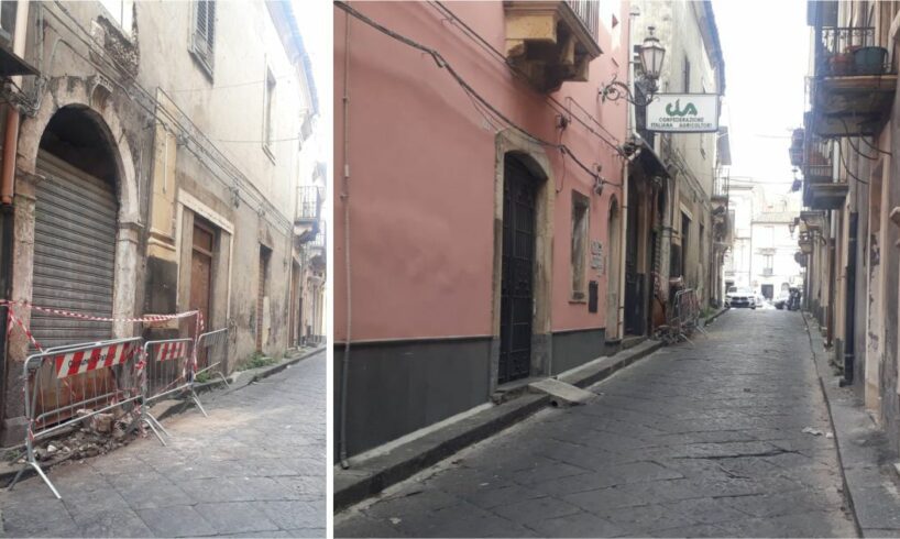Paternò, il centro storico cade a pezzi: in via Margherita cedono pezzi di edificio abbandonato