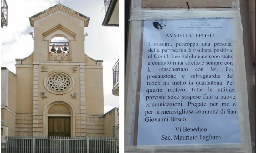 Paternó, avviso del parroco di San Giovanni Bosco: “A contatto con un positivo, mi metto in quarantena”