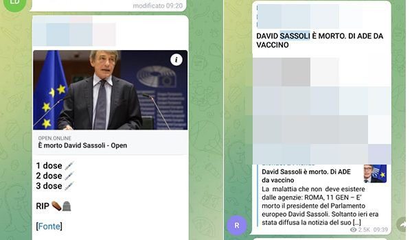 Delirio no vax sulla scomparsa di David Sassoli: ma migliaia di utenti denunciano in rete gli hater