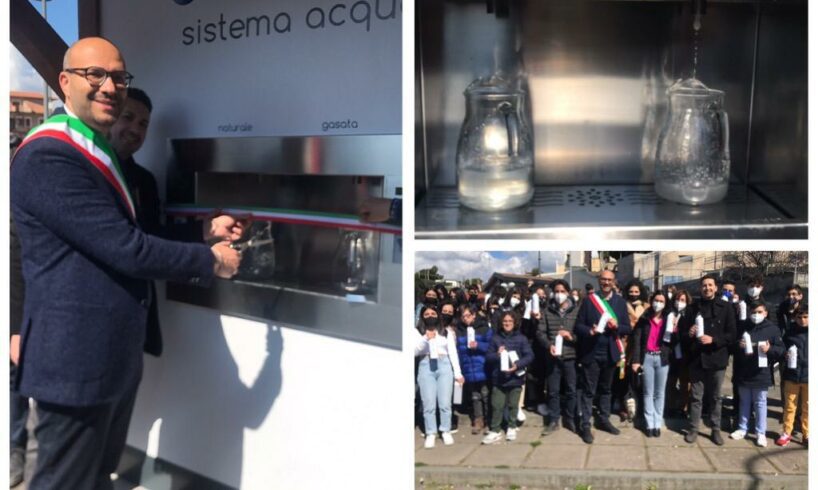 Biancavilla, inaugurata la Casa dell’Acqua in Piazza Don Bosco. Bonanno: “No alla plastica per aiutare l’ambiente”
