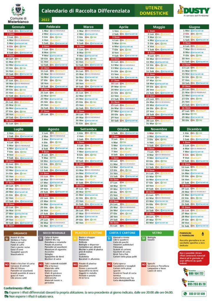 Misterbianco, da domani nuovo calendario della raccolta differenziata: scaricabile dai siti Dusty e Comune