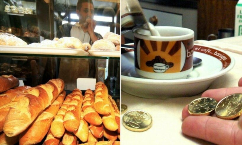 Aumenti a due cifre per pane, pasta, e tazzina al bar (fino a 1,23 euro): listini più bassi al sud
