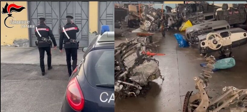 Paternò, auto da rubare ‘scelte’ nei parcheggi dei centri commerciali: in un capannone i pezzi smontati da rivendere su Internet. Due arrestati (VIDEO)