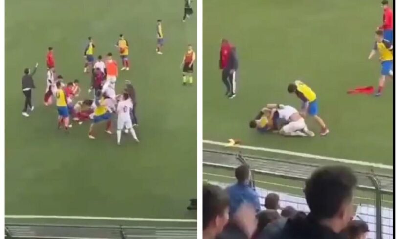 Scordia, vergogna infinita per la megarissa nello stadio ‘Binanti’: calci, pugni e ‘tutti contro tutti’ al fischio finale (VIDEO)