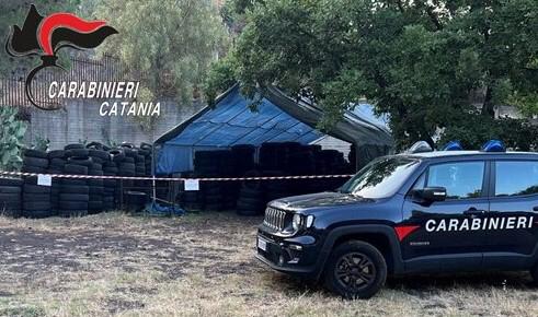 Belpasso, sequestrata discarica abusiva di pneumatici: denunciato il gestore 62enne
