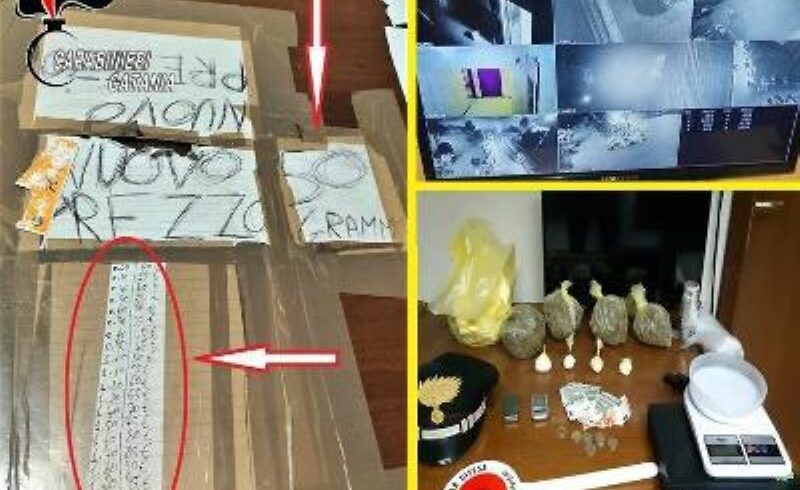 Catania, il ‘listino prezzi’ e la droga nell’appartamento di viale Nitta: due giovani arrestati in flagranza