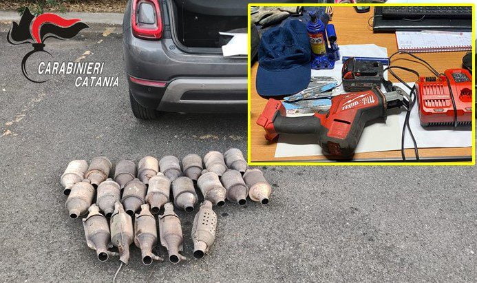 S. A. li Battiati, 21 catalizzatori nascosti nel bagagliaio dell’auto: 2 giovani denunciati per ricettazione