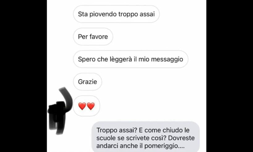 San Giorgio a Cremano, studente al sindaco: “Chiuda le scuole. Piove troppo assai”. La risposta ironica: “Se scrivete così come le chiudo?”