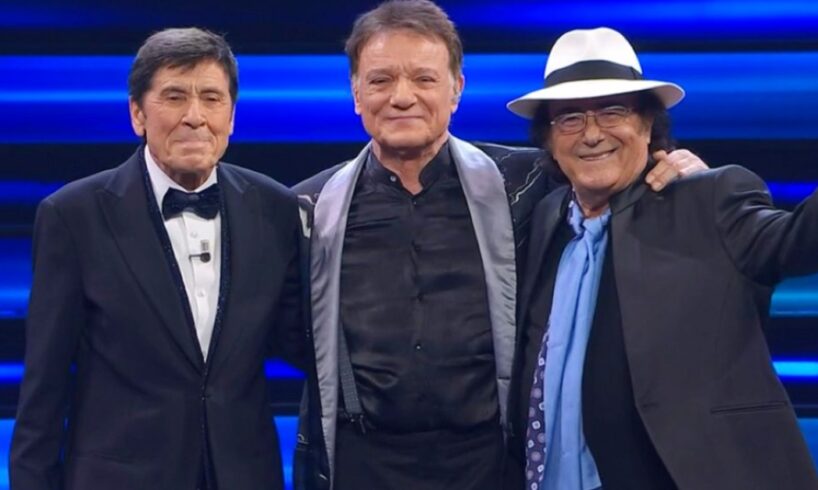 Sanremo, emozioni al Festival per i 3 Highlanders Al Bano-Morandi-Ranieri: in testa ancora Mengoni
