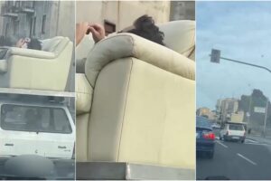 Catania, giovane sdraiato sul divano sopra il tettuccio di una Fiat Panda: multato il conducente