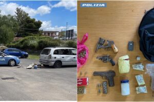 Adrano: dentro auto abbandonate trovati droga, armi e munizioni
