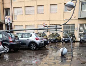 Maltempo, nel Catanese oltre 40 interventi dei Vigili del fuoco: forte vento abbatte palma in piazza Santa Barbara a Paternó