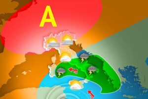 Mentre una perturbazione abbandona lentamente il Sud Italia, l'anticiclone delle Azzorre avanza dalla Penisola Iberica verso il resto del Paese e buona parte del continente. Antonio Sanò, fondatore del sito www.iLMeteo.it, avvisa che nelle prossime ore ci saranno ancora piogge e locali temporali su Abruzzo (anche forti), Molise, Campania, Basilicata e Puglia.