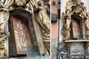 Paternò, ignoti tentano di rubare quadro di Santa Barbara da edicola votiva in PIazza Indipendenza