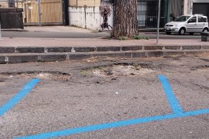 Paternò, proteste dei cittadini per le strisce blu sulle strade deformate dalle radici degli alberi