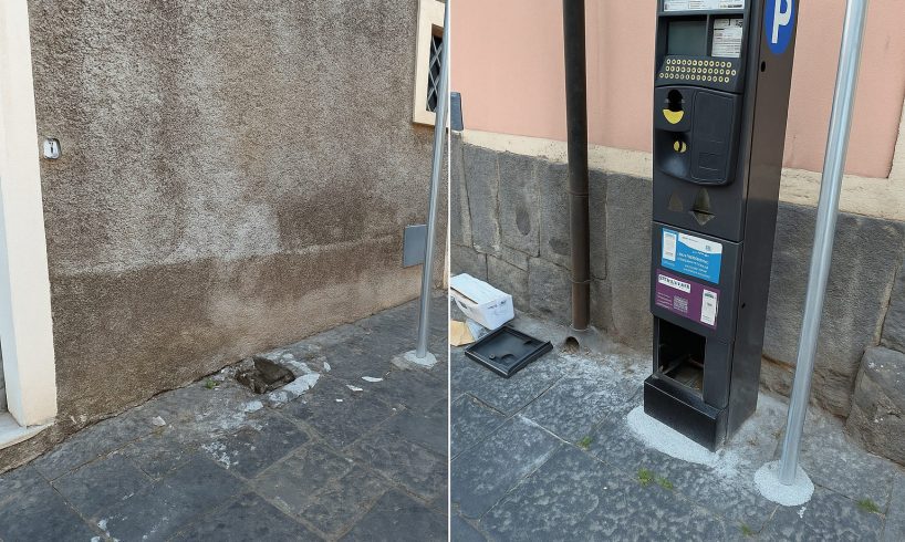 Paternò, danneggiati due parcometri in via Roma: tentato furto nella notte