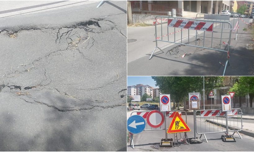 Paternó, strade sprofondate e caditoie pericolanti nel quartiere Ardizzone: tratto chiuso in Viale dei Platani