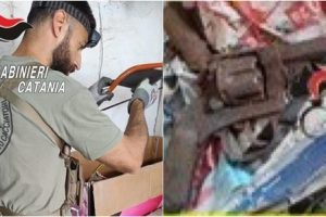 Riposto, vecchia pistola a tamburo nascosta tra le bombole di GPL: denunciato 45enne