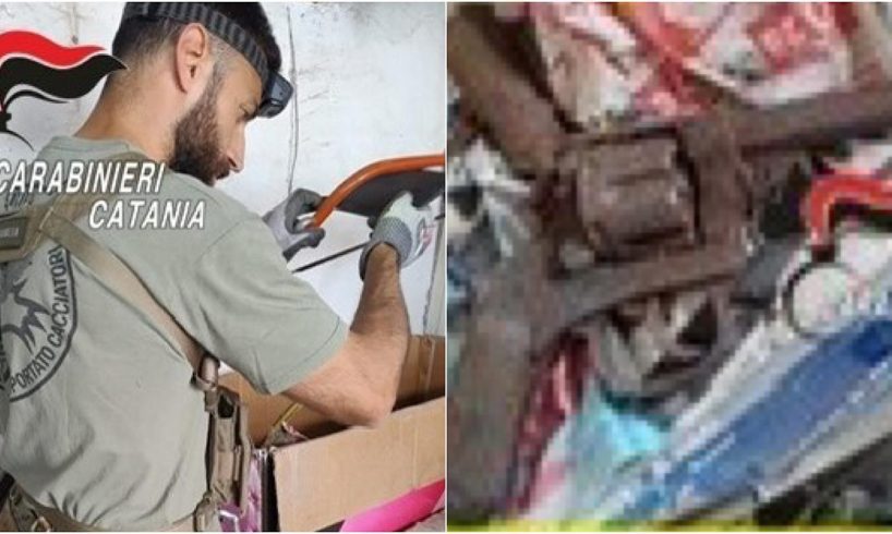 Riposto, vecchia pistola a tamburo nascosta tra le bombole di GPL: denunciato 45enne