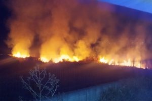 Fiamme nella notte vicino Etnapolis minacciano stazione di servizio e capannoni industriali