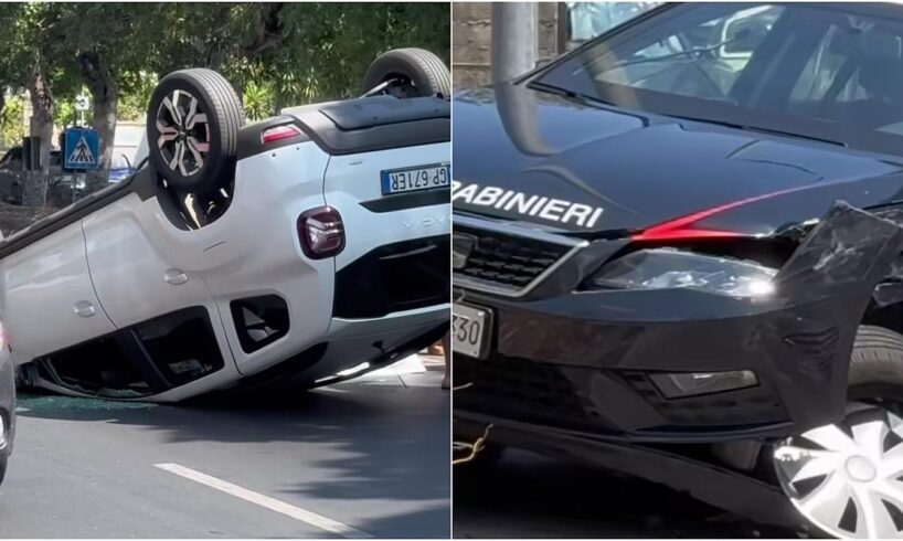 Catania, sulla circonvallazione scontro tra Gazzella dei carabinieri e Dacia: auto si ribalta e traffico in tilt