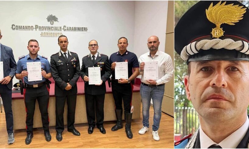 Encomio per l’adranita Vincenzo Bulla: il comandante premiato per un delicato intervento dei Carabinieri a Racalmuto