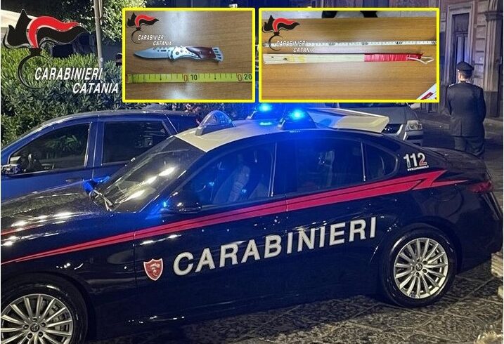 Biancavilla, coltello in tasca e manganello in auto: due denunciati dai carabinieri