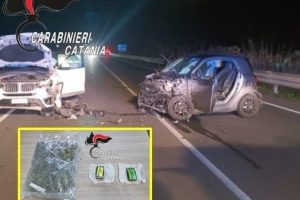Mineo, incidente sulla SS 417: 18enne trovato con oltre 1,2 kg di droga nella Smart. Arrestato dai Carabinieri