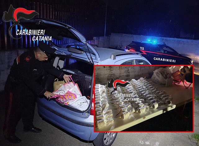 Catania, maxi-sequestro di fuochi illegali prima di Natale: 17 kg di bombe carta nel bagagliaio. Denunciato 32enne