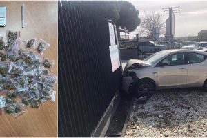 S. G. La Punta: fuga folle, schianto e 79 dosi di marijuana. L'allegra mattina di uno spacciatore 21enne