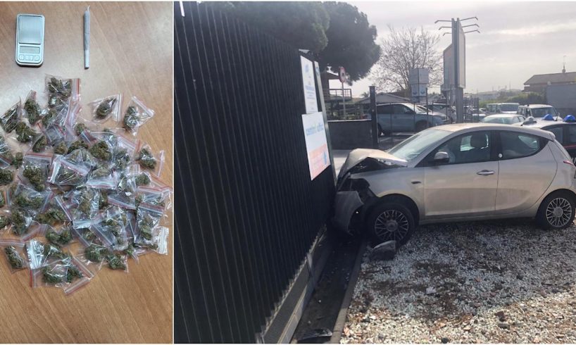 S. G. La Punta: fuga folle, schianto e 79 dosi di marijuana. L'allegra mattina di uno spacciatore 21enne