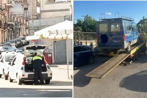 Paternò, la Municipale stringe il controllo: 21 veicoli ispezionati, 4 fermi e multe per 2.500 euro in piazza Vittorio Veneto