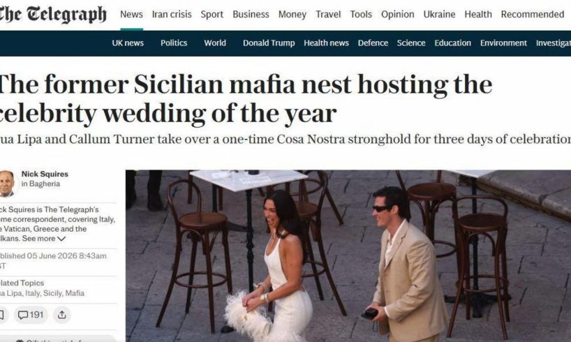 Nozze Dua Lipa, Schifani e Lagalla contro il Telegraph: “La Sicilia non è un covo di mafia. Pretendiamo scuse”